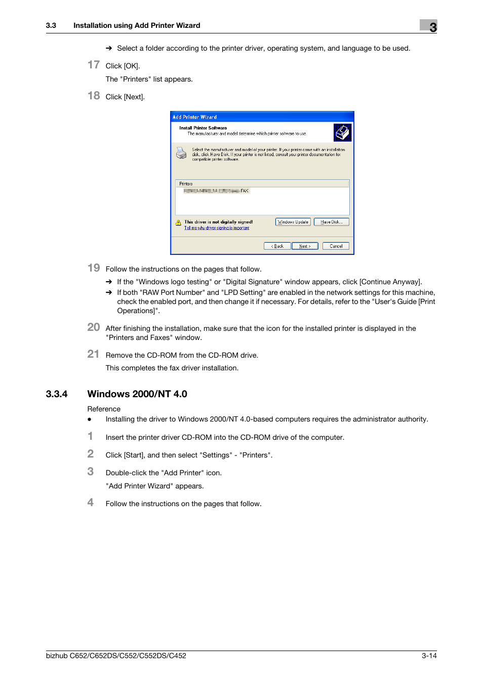 4 windows 2000/nt 4.0, Windows 2000/nt 4.0 -14, P. 3-14 | Konica Minolta BIZHUB C652DS User Manual | Page 25 / 73