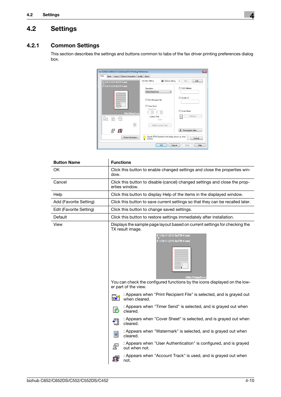 2 settings, 1 common settings, Settings -10 | Common settings -10 | Konica Minolta BIZHUB C652DS User Manual | Page 41 / 73