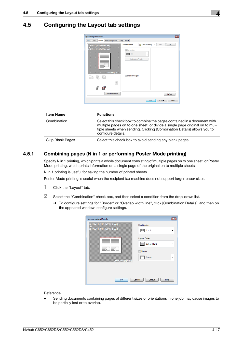 5 configuring the layout tab settings, Configuring the layout tab settings -17 | Konica Minolta BIZHUB C652DS User Manual | Page 48 / 73
