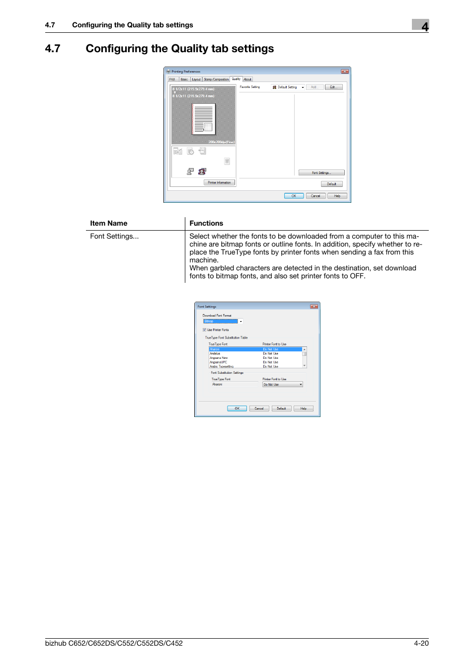 7 configuring the quality tab settings, Configuring the quality tab settings -20 | Konica Minolta BIZHUB C652DS User Manual | Page 51 / 73