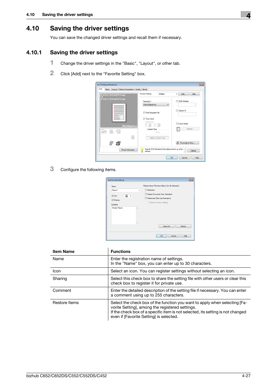 10 saving the driver settings, 1 saving the driver settings, Saving the driver settings -27 | Konica Minolta BIZHUB C652DS User Manual | Page 58 / 73