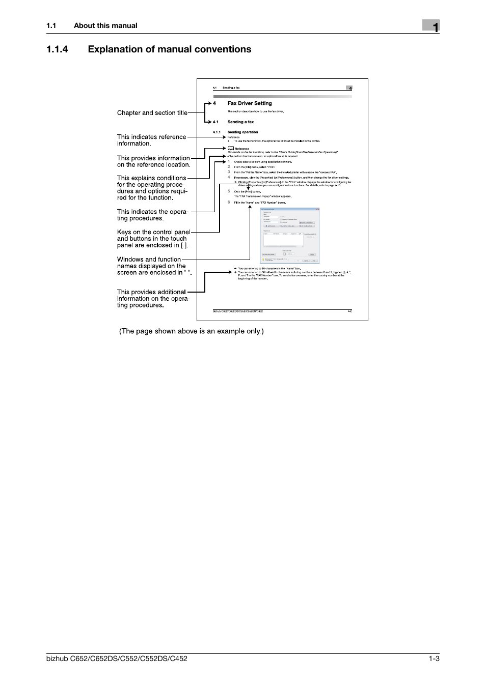 4 explanation of manual conventions, Explanation of manual conventions -3 | Konica Minolta BIZHUB C652DS User Manual | Page 6 / 73