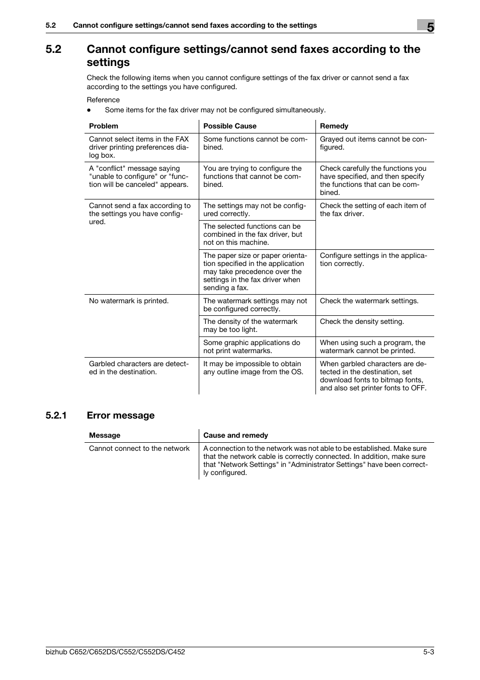 1 error message, Error message -3 | Konica Minolta BIZHUB C652DS User Manual | Page 63 / 73