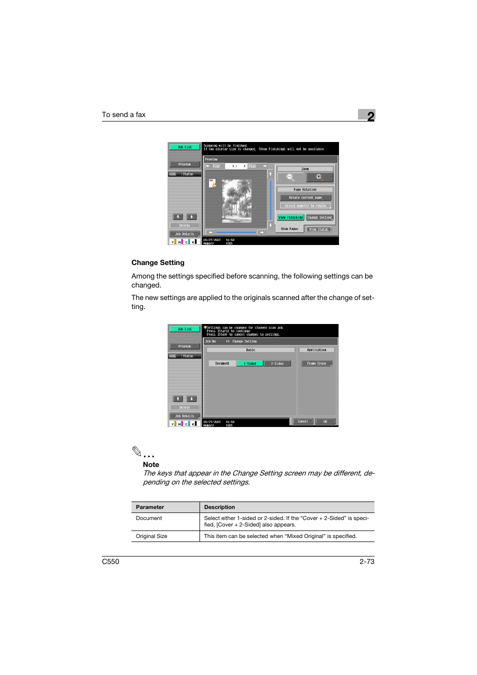 Change setting, Change setting -73 | Konica Minolta bizhub C550 User Manual | Page 129 / 491