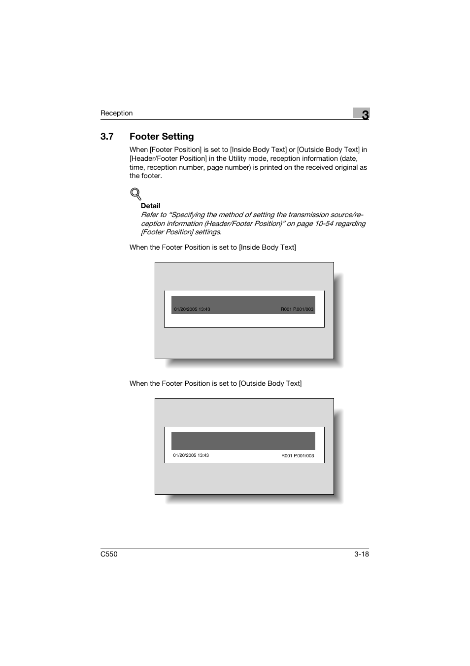 7 footer setting, Footer setting -18 | Konica Minolta bizhub C550 User Manual | Page 149 / 491