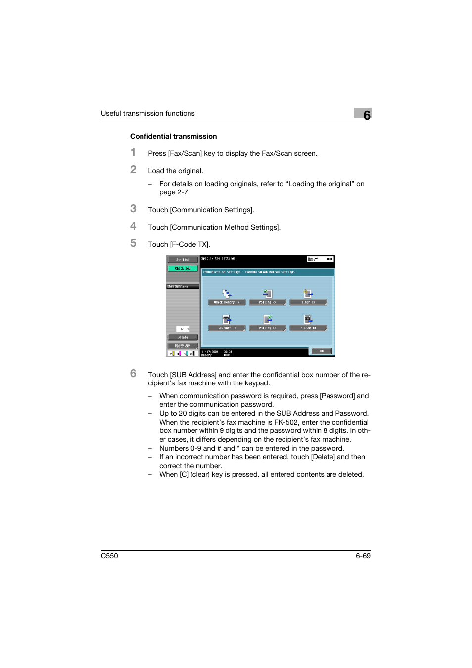 Confidential transmission, Confidential transmission -69 | Konica Minolta bizhub C550 User Manual | Page 228 / 491