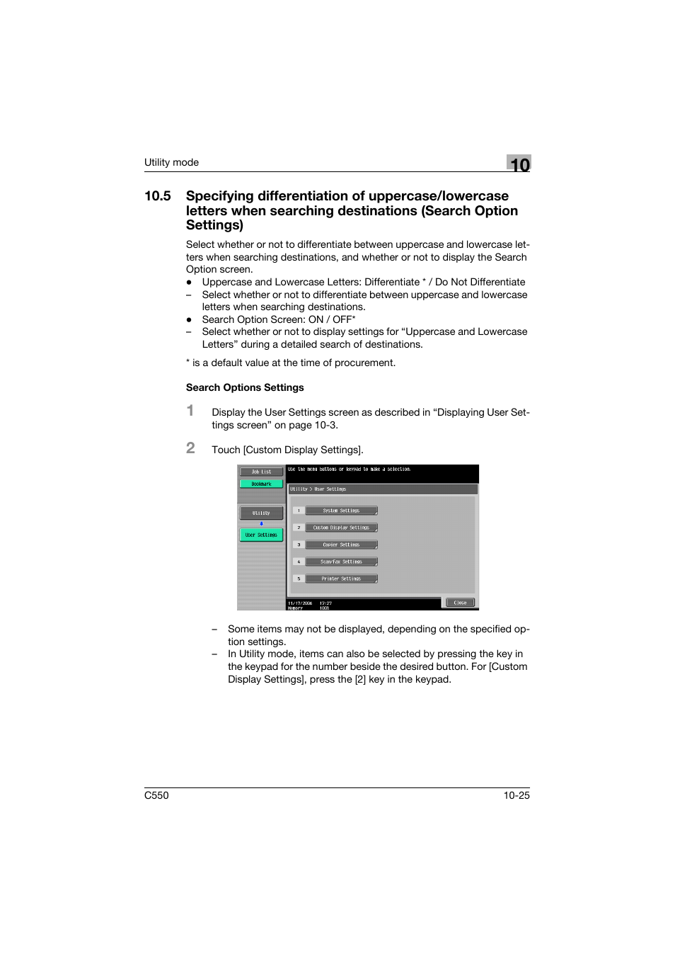 Search options settings, Search options settings -25 | Konica Minolta bizhub C550 User Manual | Page 331 / 491