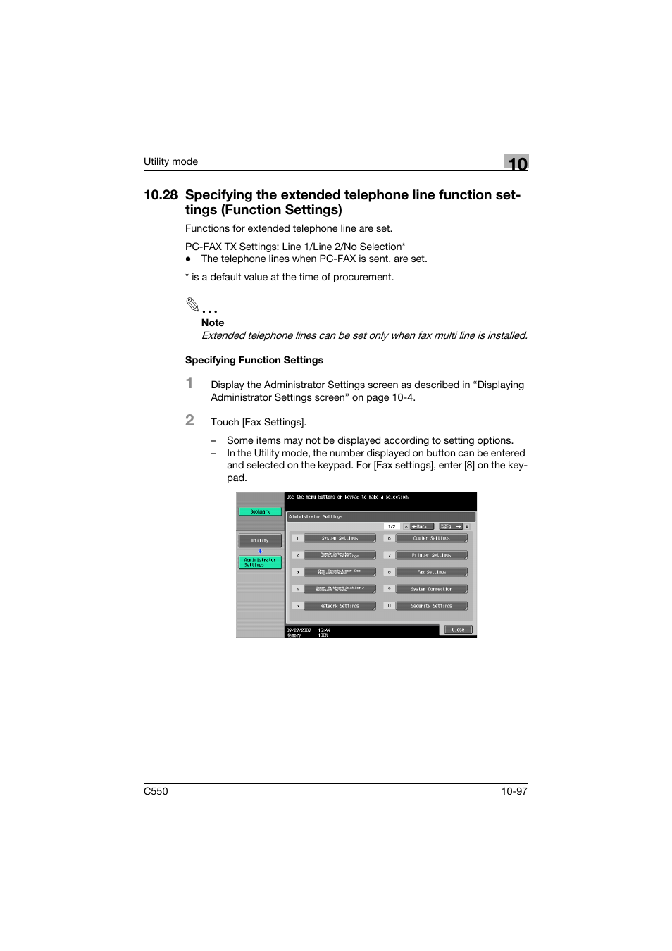Specifying function settings, Function settings) -97, Specifying function settings -97 | Konica Minolta bizhub C550 User Manual | Page 403 / 491