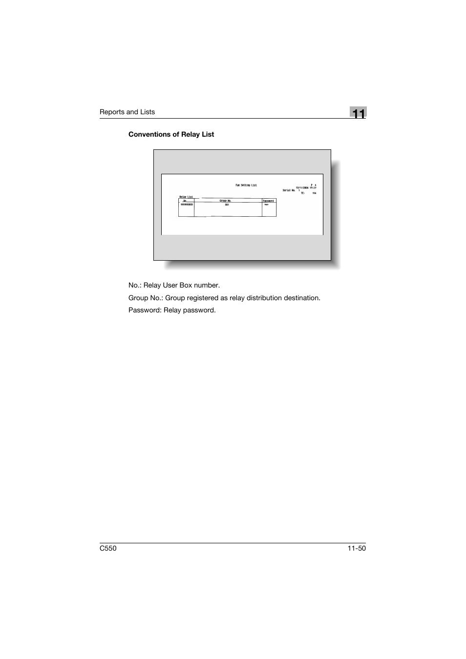 Conventions of relay list, Conventions of relay list -50 | Konica Minolta bizhub C550 User Manual | Page 472 / 491