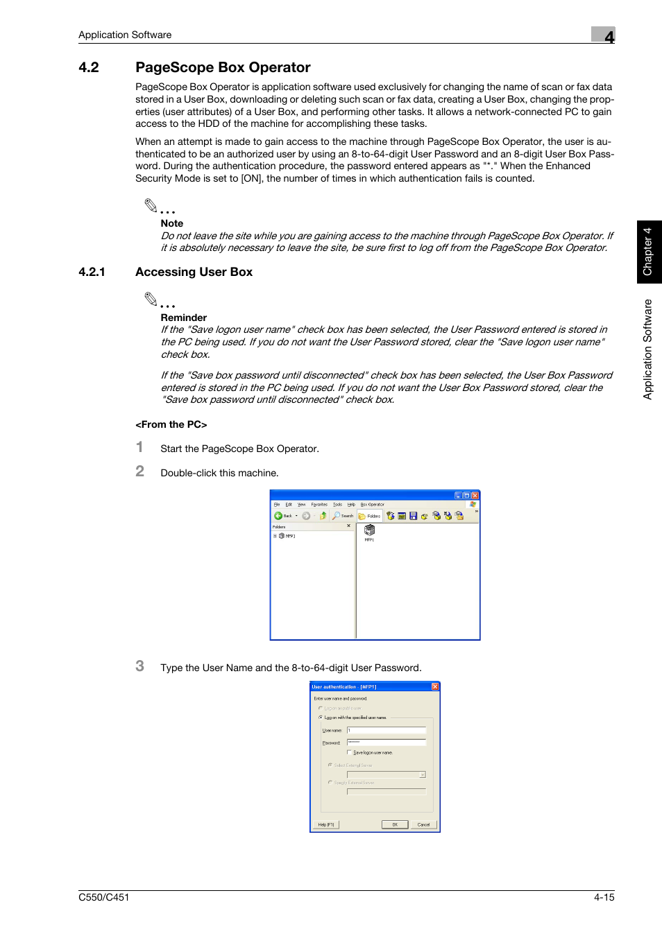 1 accessing user box, From the pc, Accessing user box -15 <from the pc> -15 | Konica Minolta bizhub C451 User Manual | Page 168 / 192