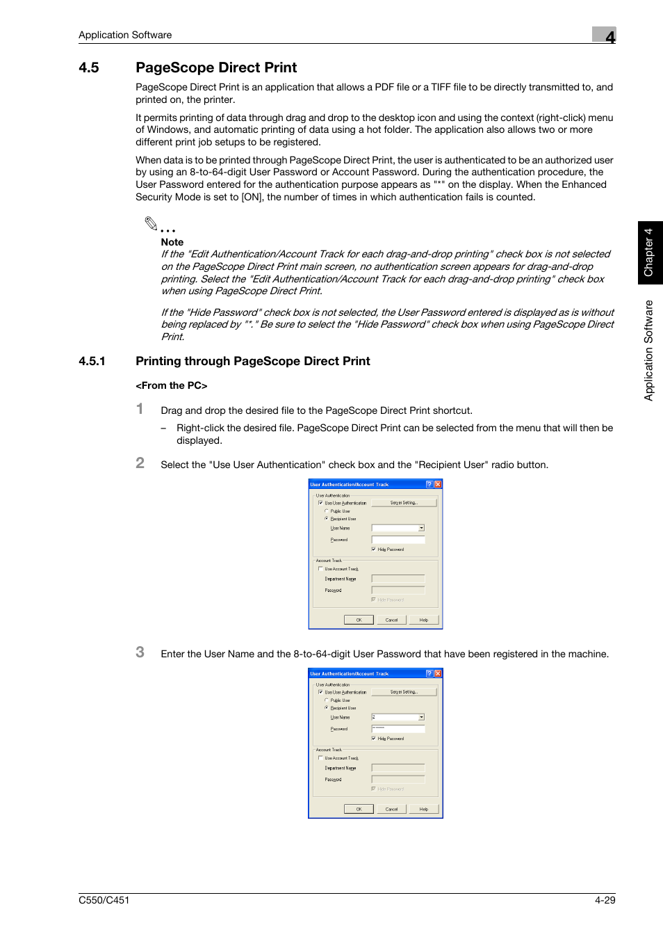 From the pc, 5 pagescope direct print | Konica Minolta bizhub C451 User Manual | Page 182 / 192