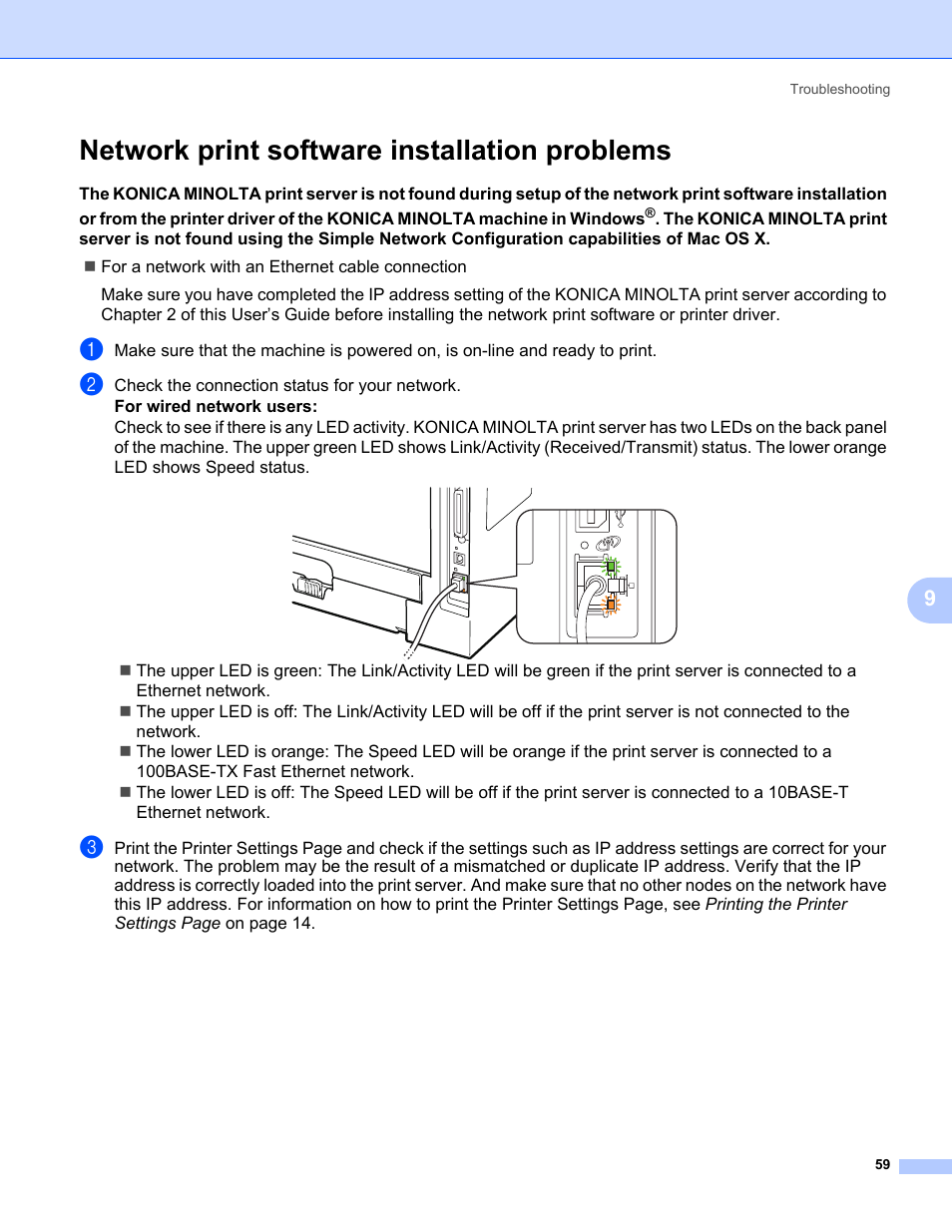 Network print software installation problems | Konica Minolta bizhub 20P User Manual | Page 65 / 81