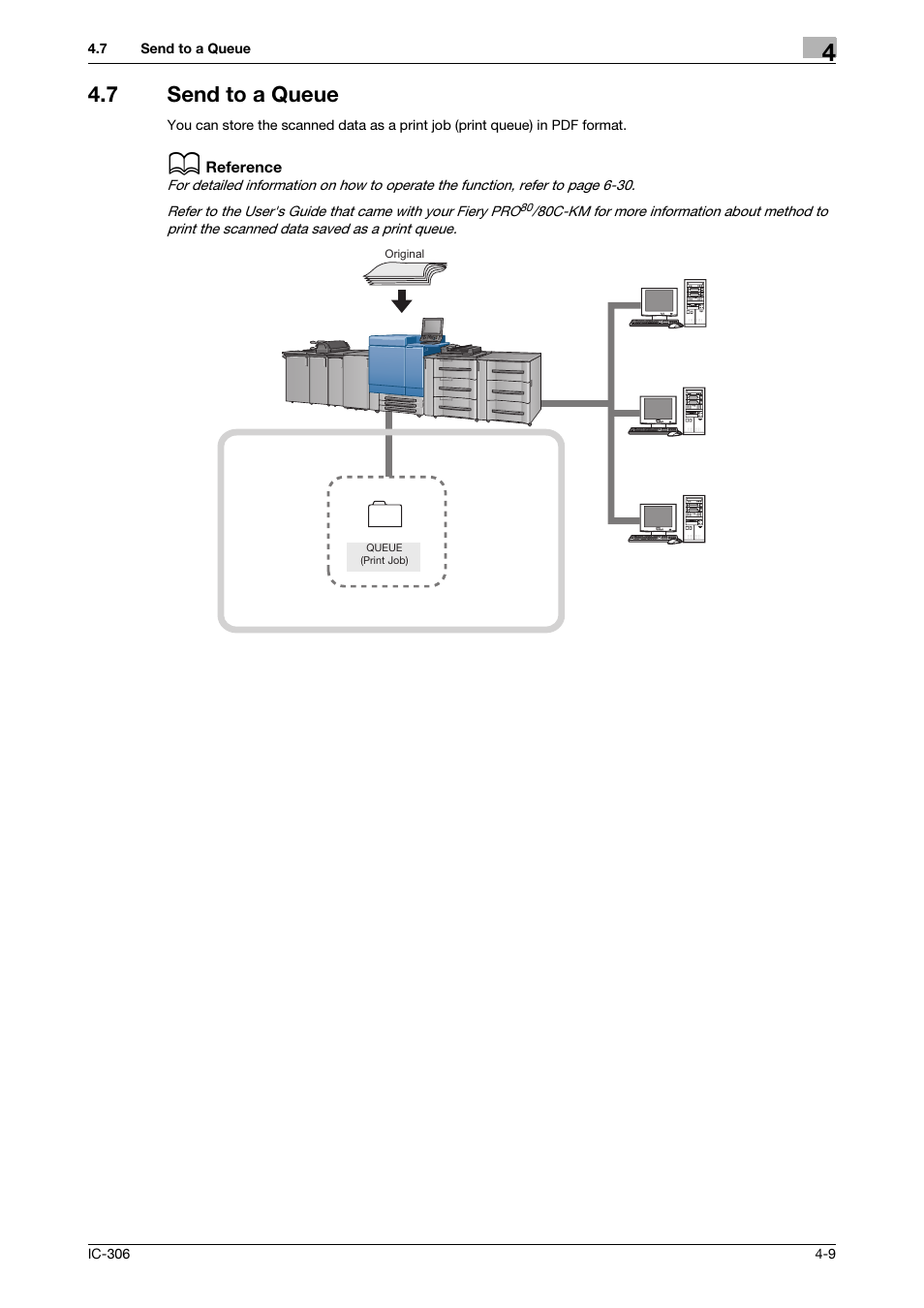 7 send to a queue, Send to a queue -9, P. 4-9 | Send to a queue (p. 4-9 | Konica Minolta bizhub PRESS C8000 User Manual | Page 34 / 101