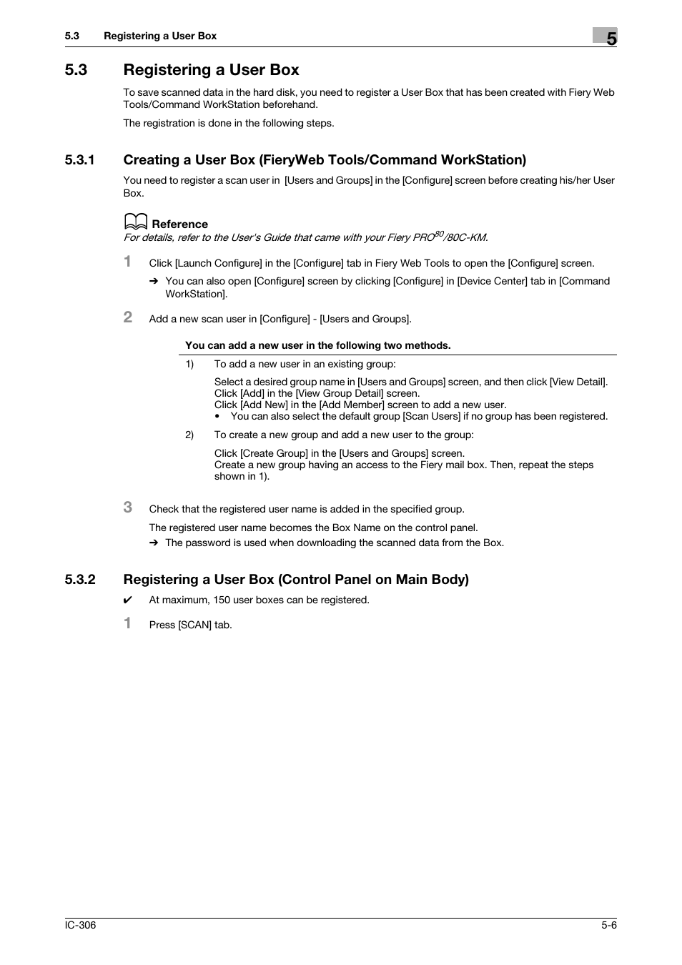 3 registering a user box, Registering a user box -6, Registering a user box | P. 5-6) | Konica Minolta bizhub PRESS C8000 User Manual | Page 41 / 101