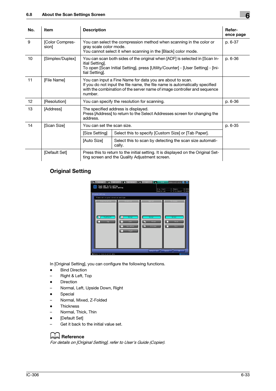 Original setting, P. 6-33 | Konica Minolta bizhub PRESS C8000 User Manual | Page 89 / 101