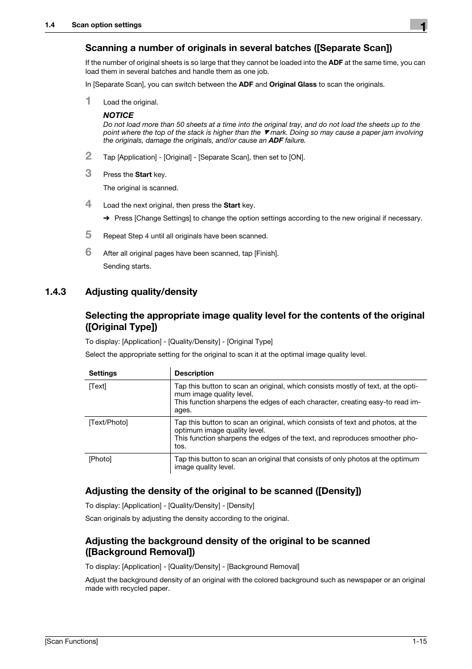 3 adjusting quality/density | Konica Minolta bizhub C3850 User Manual | Page 20 / 105