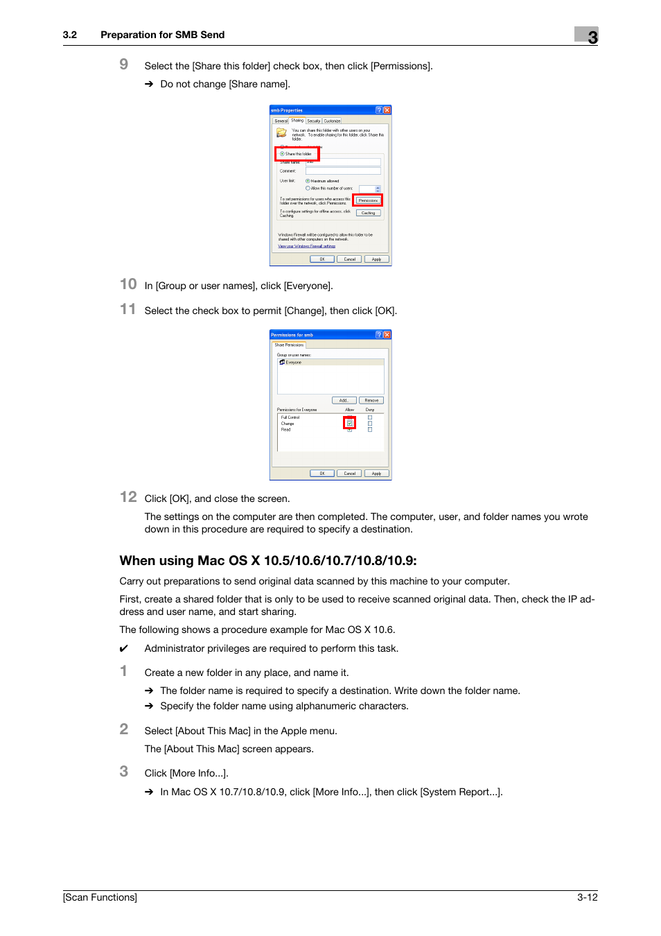 When using mac os x 10.5/10.6/10.7/10.8/10.9, When using mac os x 10.5/10.6/10.7/10.8/10.9: -12 | Konica Minolta bizhub C3850 User Manual | Page 43 / 105
