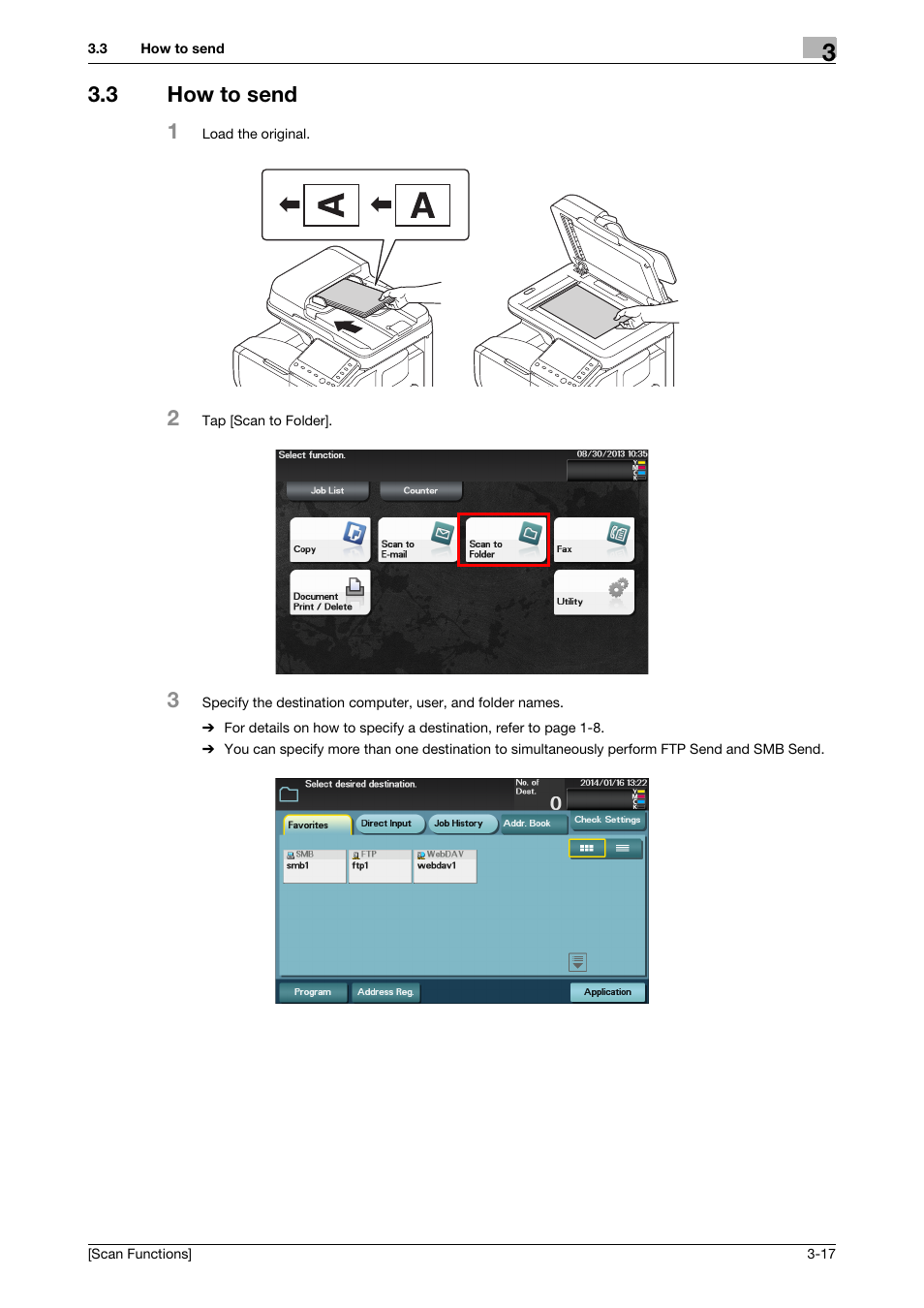 3 how to send, How to send -17, 3 how to send 1 | Konica Minolta bizhub C3850 User Manual | Page 48 / 105