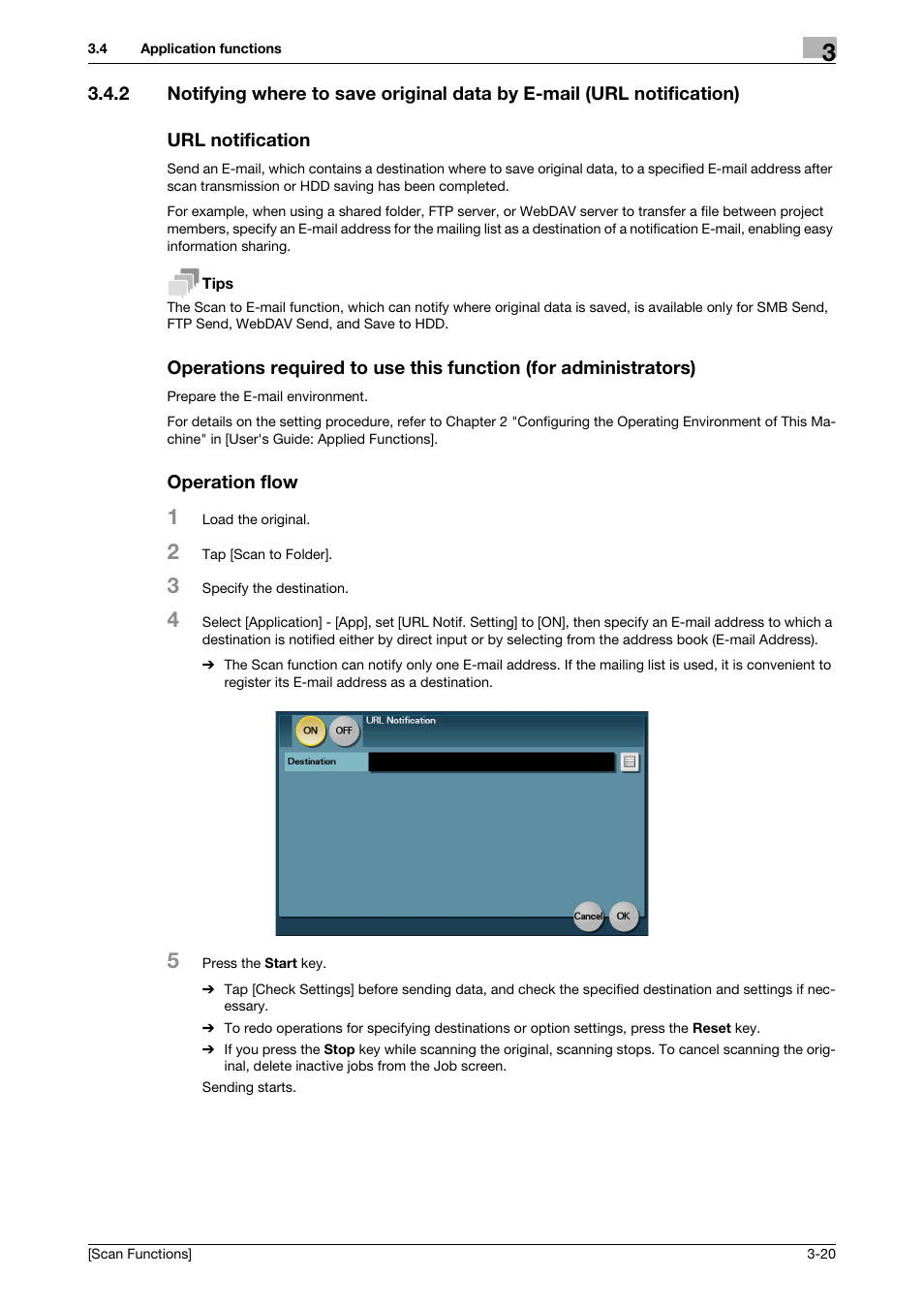 Url notification, Operation flow | Konica Minolta bizhub C3850 User Manual | Page 51 / 105