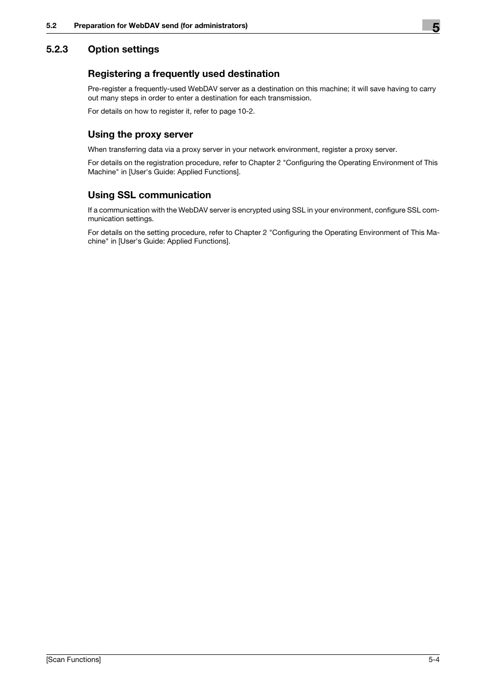 3 option settings, Registering a frequently used destination, Using the proxy server | Using ssl communication | Konica Minolta bizhub C3850 User Manual | Page 62 / 105