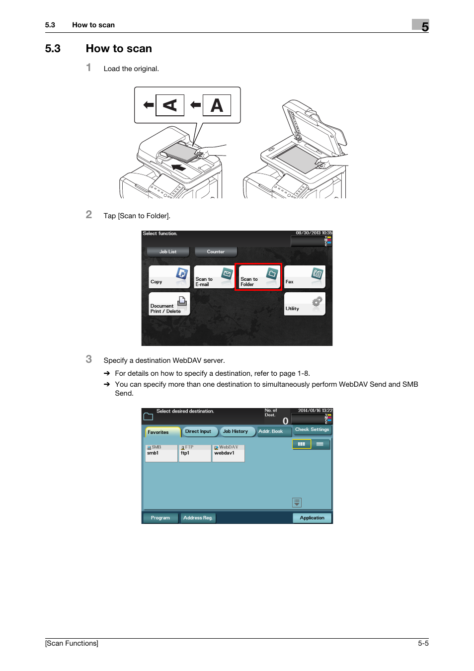 3 how to scan, How to scan -5, 3 how to scan 1 | Konica Minolta bizhub C3850 User Manual | Page 63 / 105