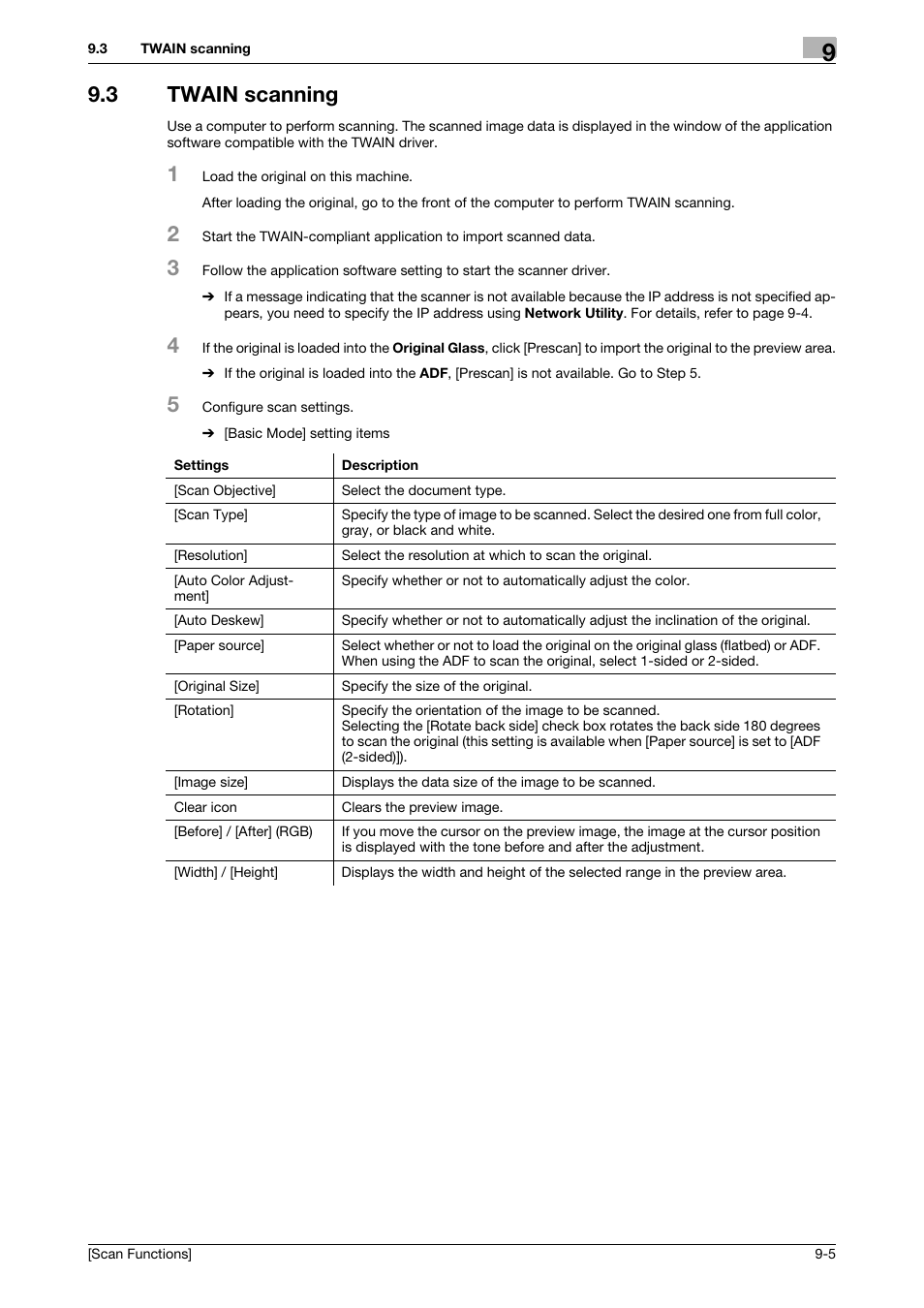 3 twain scanning, Twain scanning -5 | Konica Minolta bizhub C3850 User Manual | Page 92 / 105