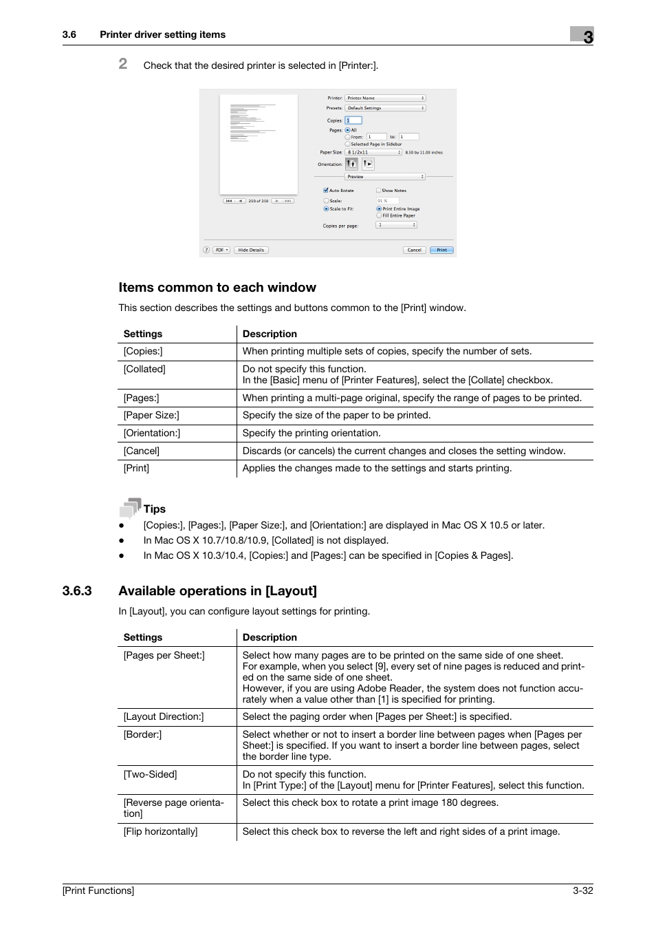 Items common to each window, 3 available operations in [layout, Items common to each window -32 | Available operations in [layout] -32 | Konica Minolta bizhub C3350 User Manual | Page 106 / 119