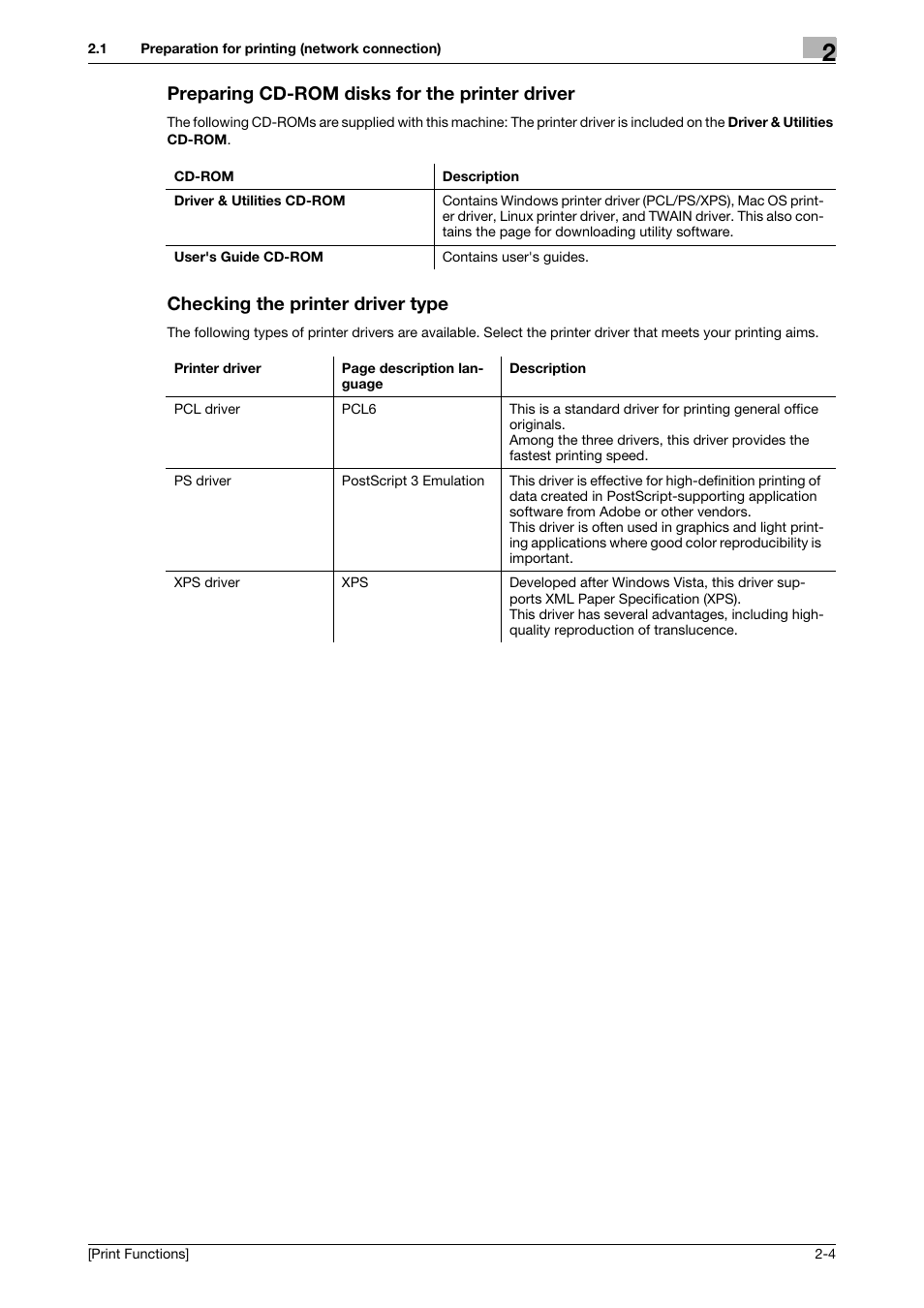 Preparing cd-rom disks for the printer driver, Checking the printer driver type | Konica Minolta bizhub C3350 User Manual | Page 14 / 119