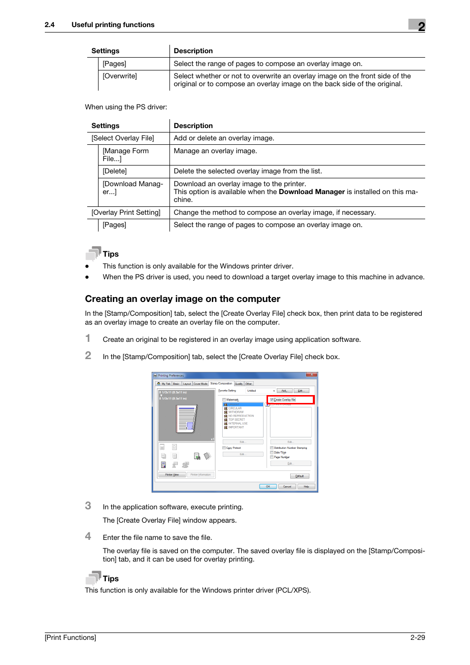 Creating an overlay image on the computer, Creating an overlay image on the computer -29 | Konica Minolta bizhub C3350 User Manual | Page 39 / 119