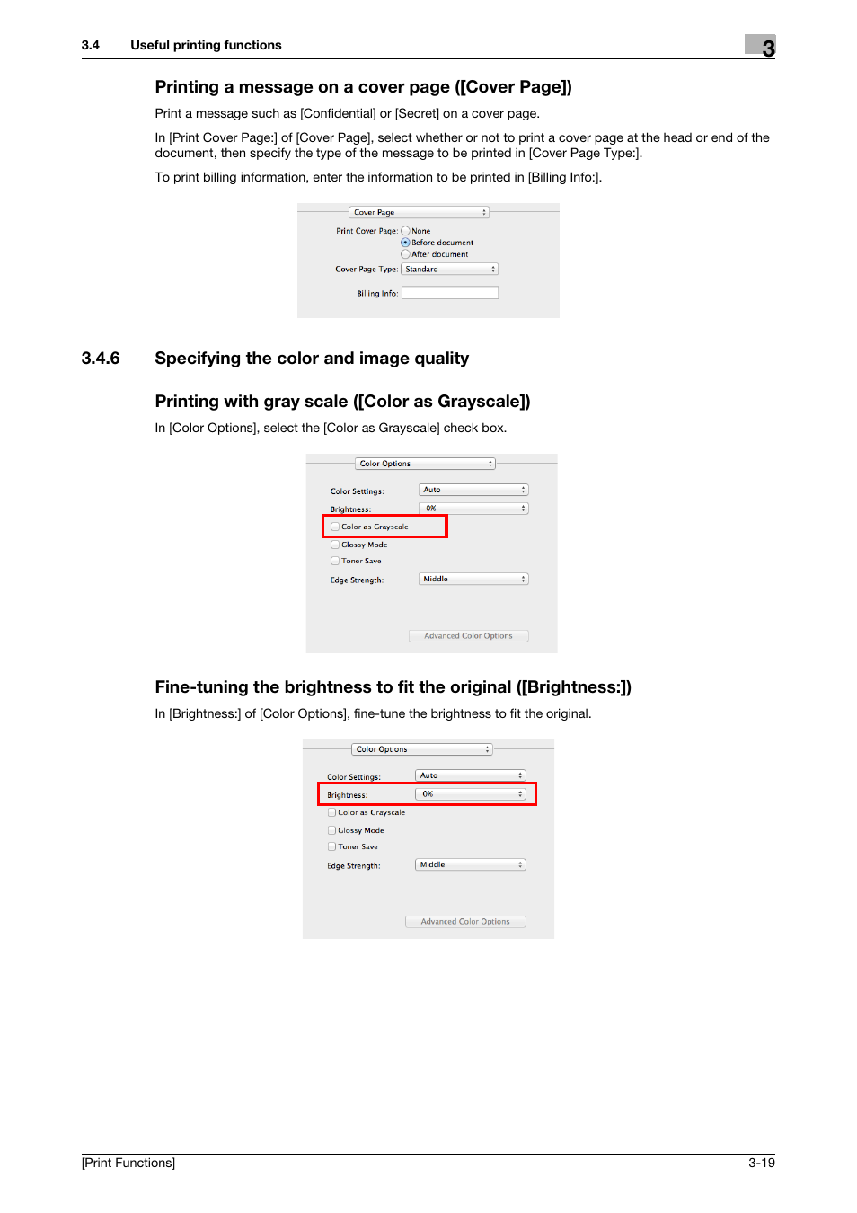 6 specifying the color and image quality, Printing with gray scale ([color as grayscale]) | Konica Minolta bizhub C3350 User Manual | Page 93 / 119