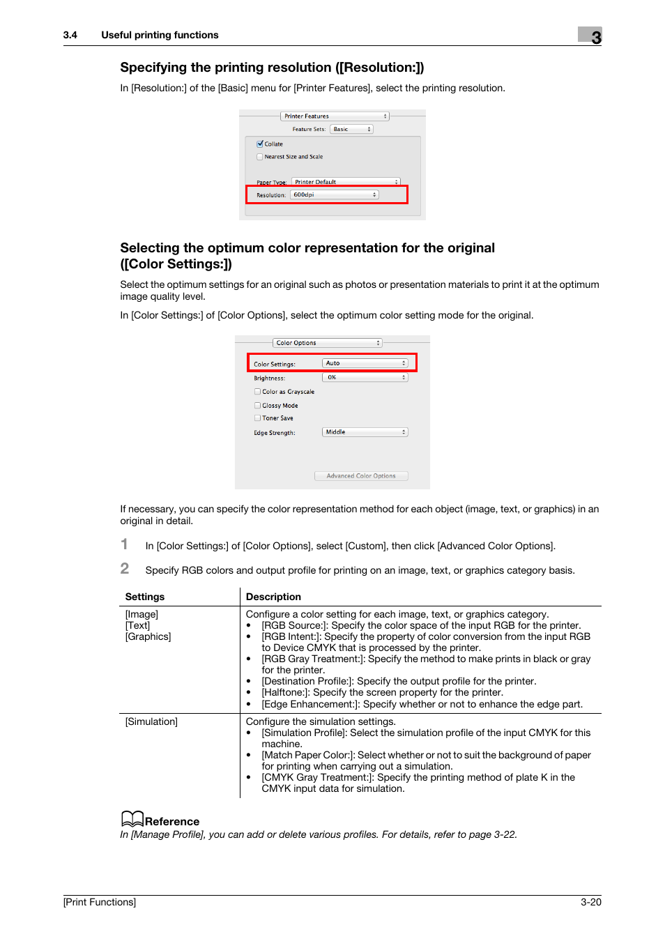 Specifying the printing resolution ([resolution:]) | Konica Minolta bizhub C3350 User Manual | Page 94 / 119