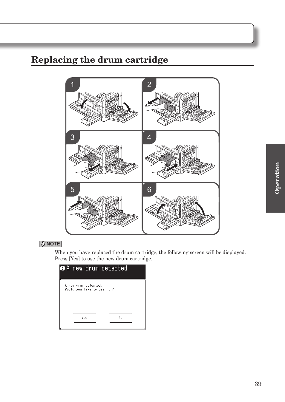 Replacing the consumables, Replacing the drum cartridge | Konica Minolta bizhub 25e User Manual | Page 41 / 55