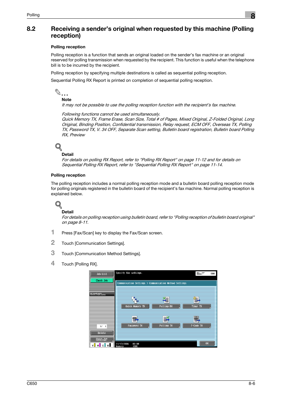 Polling reception | Konica Minolta FK-502 User Manual | Page 182 / 361