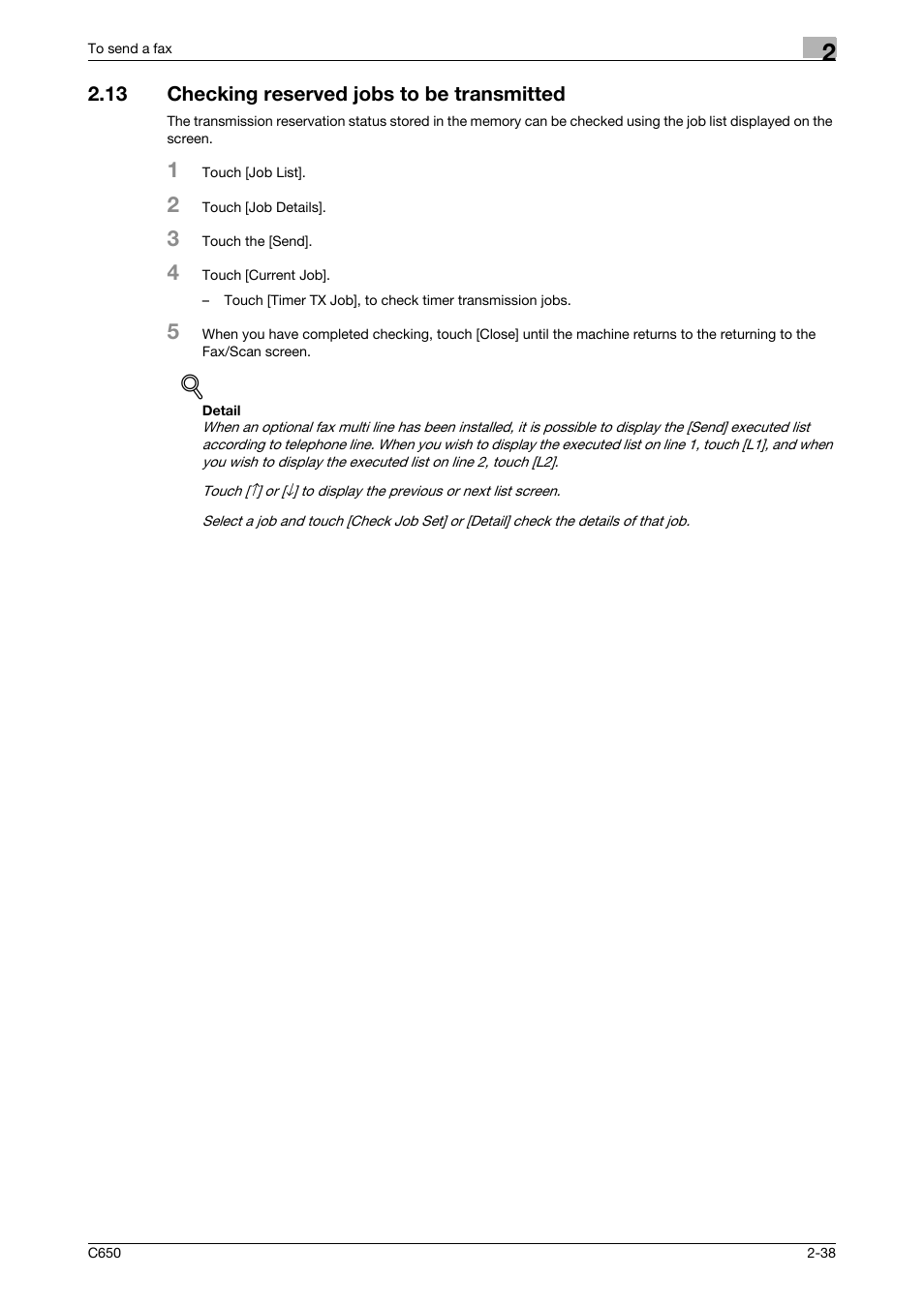 13 checking reserved jobs to be transmitted, Checking reserved jobs to be transmitted -38 | Konica Minolta FK-502 User Manual | Page 80 / 361
