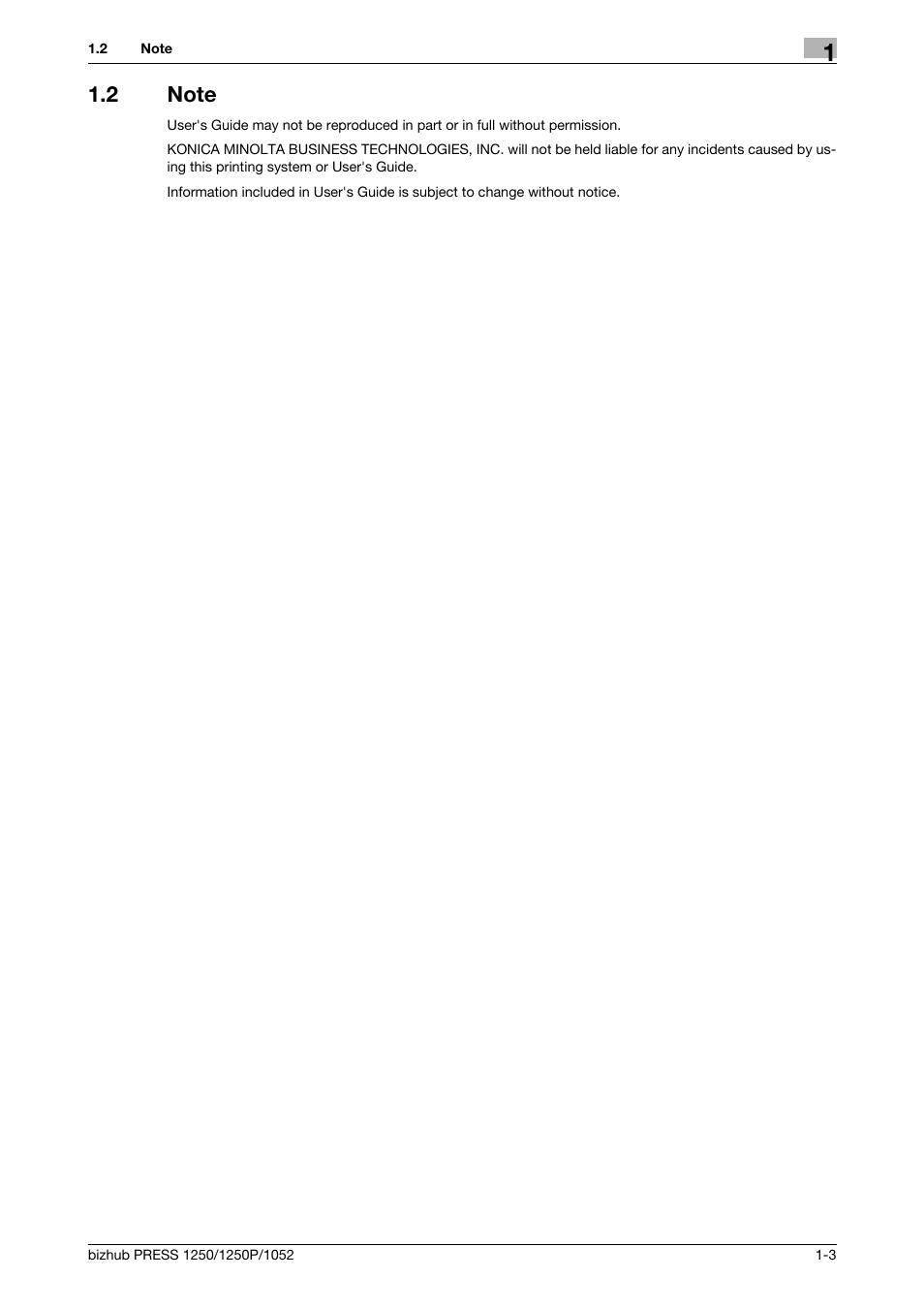 2 note | Konica Minolta bizhub PRESS 1250P User Manual | Page 4 / 90
