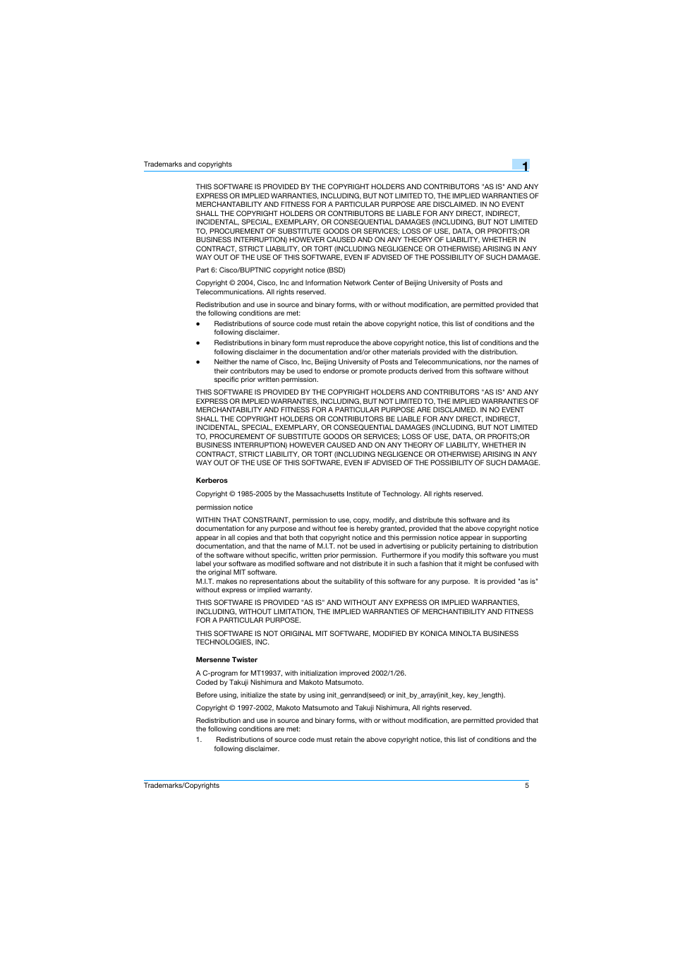 Kerberos, Mersenne twister | Konica Minolta bizhub C353 User Manual | Page 6 / 14