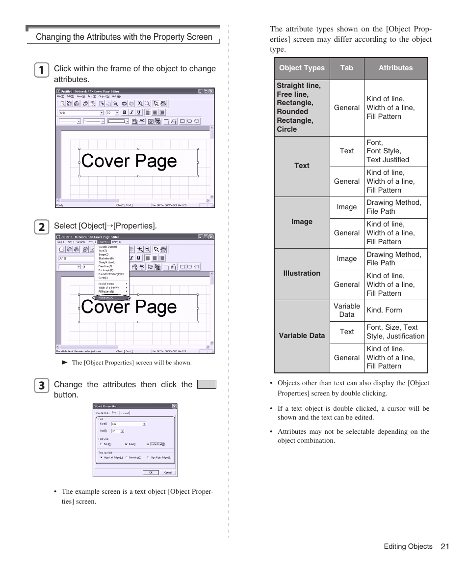 Changing the attributes with the property screen | Konica Minolta bizhub 200 User Manual | Page 21 / 26