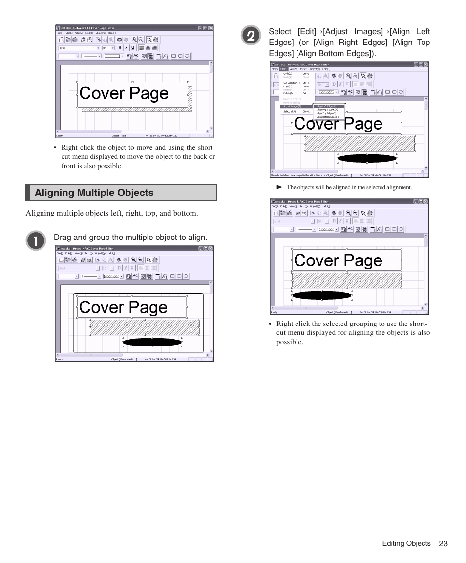 Aligning multiple objects | Konica Minolta bizhub 200 User Manual | Page 23 / 26