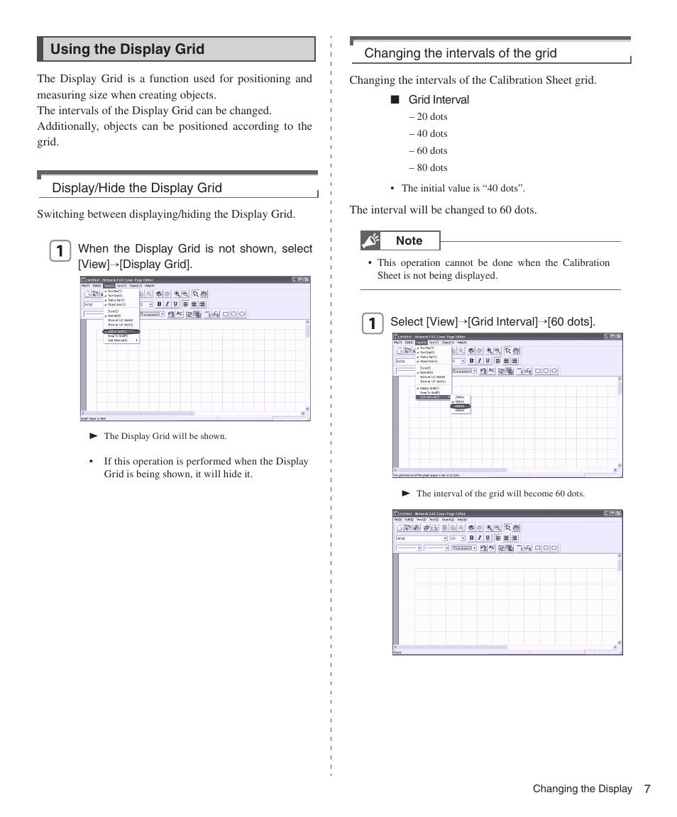 Using the display grid | Konica Minolta bizhub 200 User Manual | Page 7 / 26