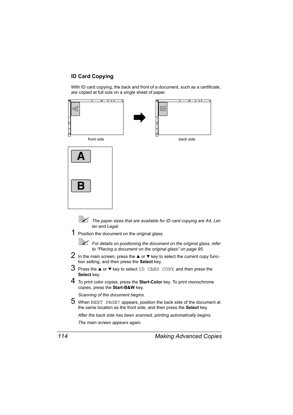 Id card copying, Id card copying 114 | Konica Minolta magicolor 4690MF User Manual | Page 126 / 286