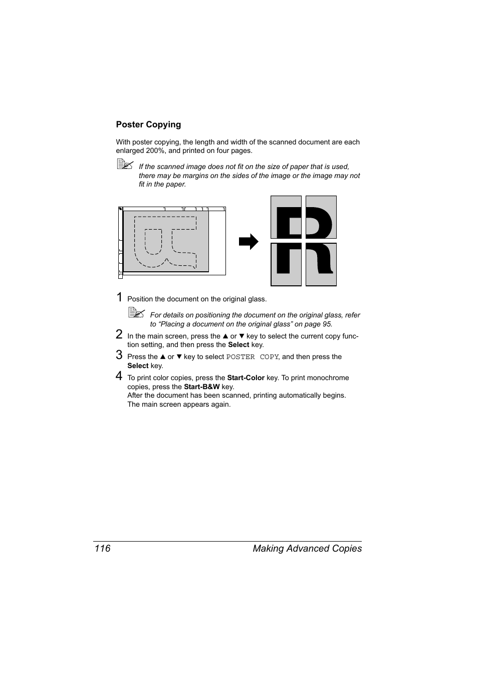 Poster copying, Poster copying 116 | Konica Minolta magicolor 4690MF User Manual | Page 128 / 286