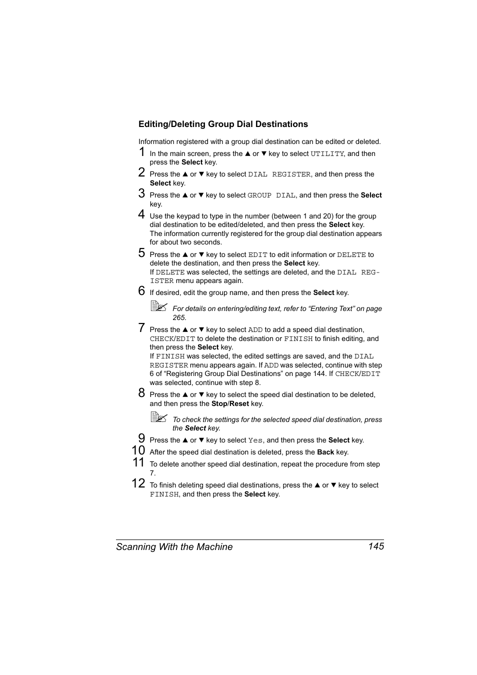 Editing/deleting group dial destinations, Editing/deleting group dial destinations 145 | Konica Minolta magicolor 4690MF User Manual | Page 157 / 286
