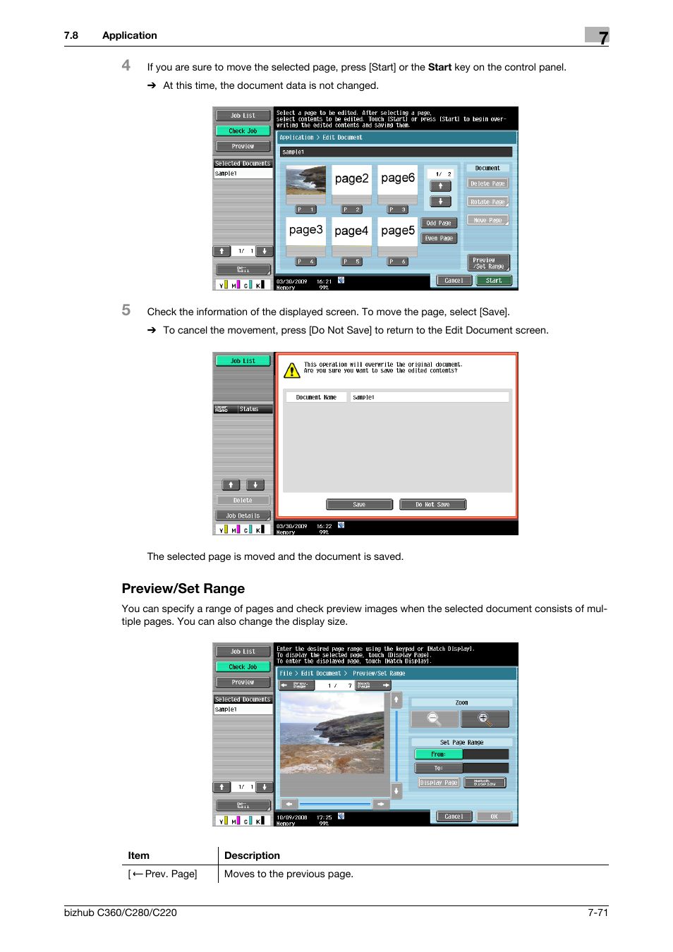 Preview/set range, Preview/set range -71, P. 7-71) | Konica Minolta BIZHUB C360 User Manual | Page 176 / 292