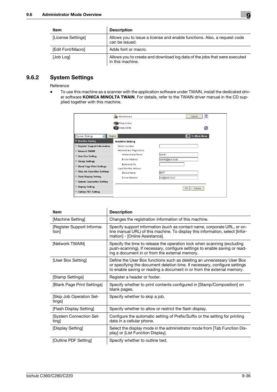 2 system settings, System settings -36 | Konica Minolta BIZHUB C360 User Manual | Page 272 / 292