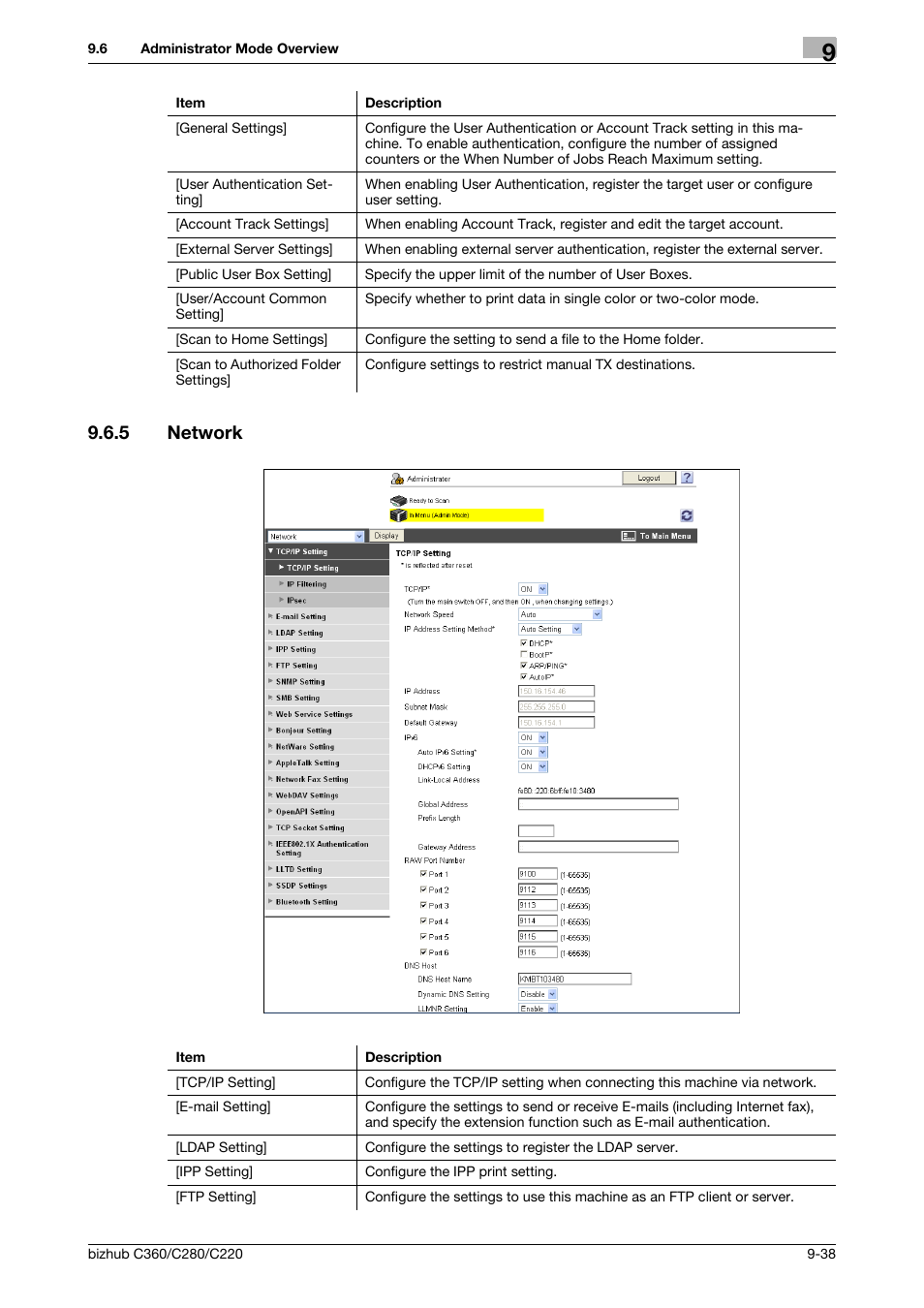 5 network, Network -38 | Konica Minolta BIZHUB C360 User Manual | Page 274 / 292