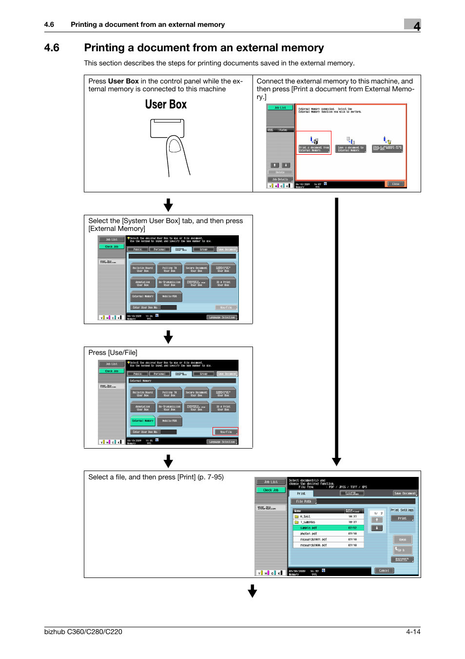 6 printing a document from an external memory, Printing a document from an external memory -14 | Konica Minolta BIZHUB C360 User Manual | Page 61 / 292