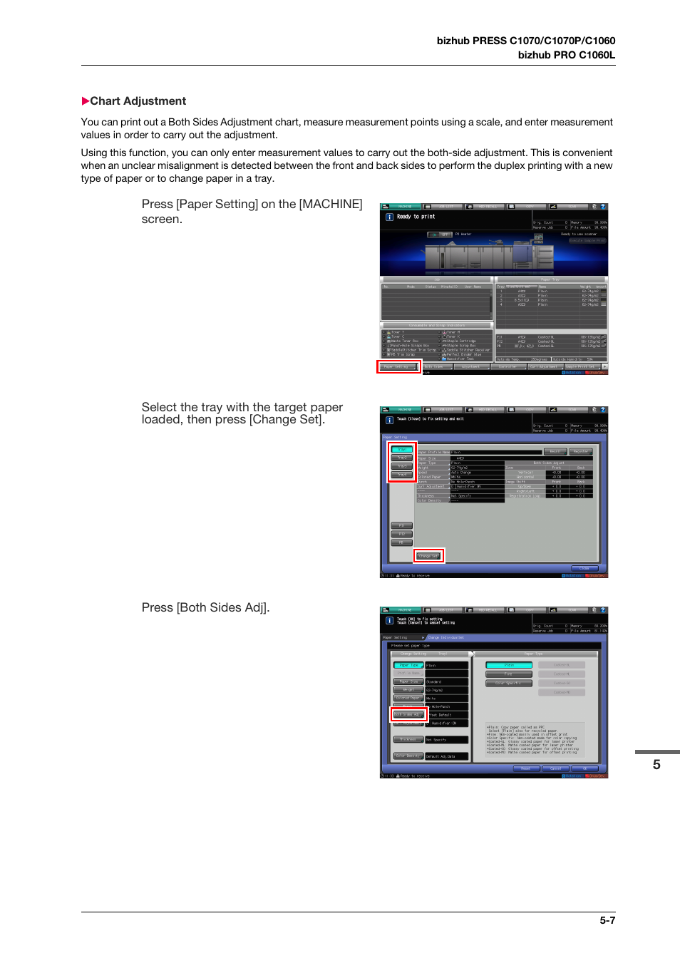 Chart adjustment, Chart adjustment -7 | Konica Minolta bizhub PRESS C1070 User Manual | Page 65 / 151
