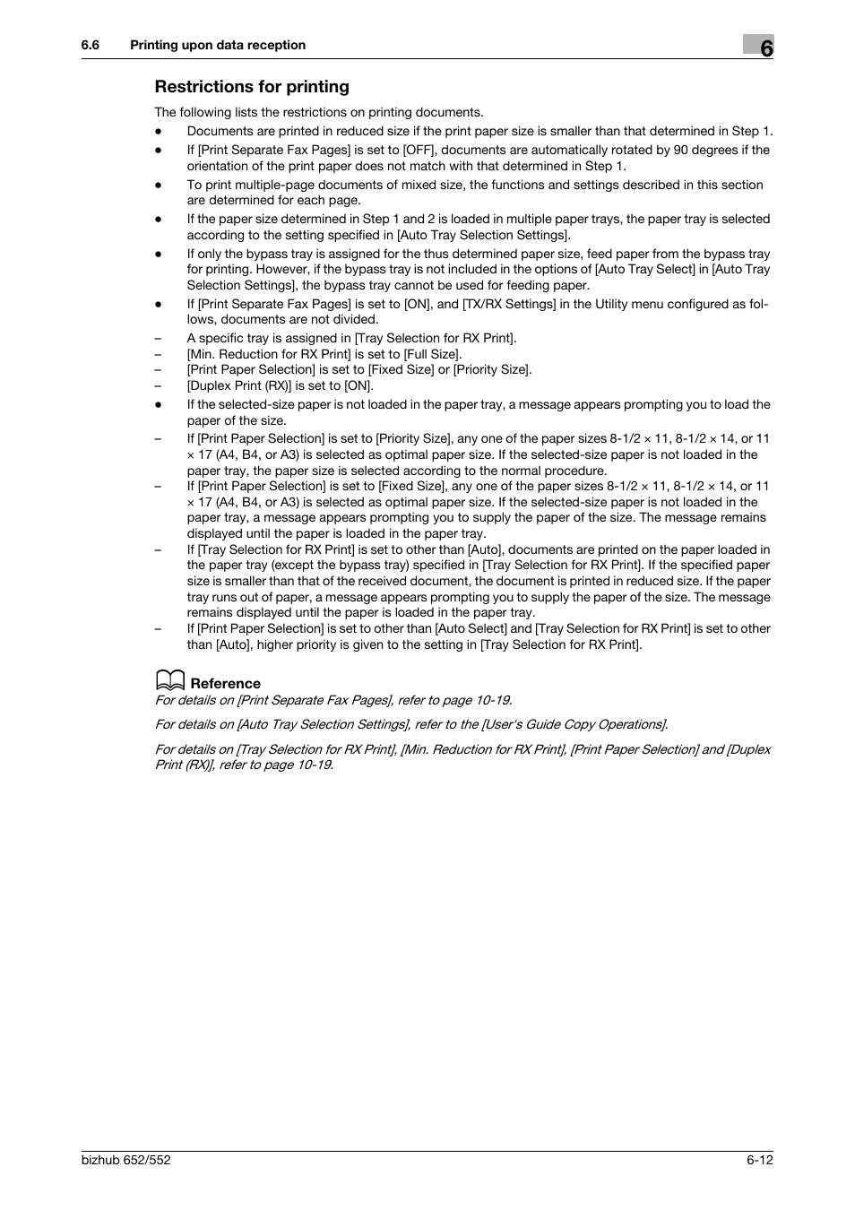 Restrictions for printing, Restrictions for printing -12 | Konica Minolta bizhub 552 User Manual | Page 134 / 310