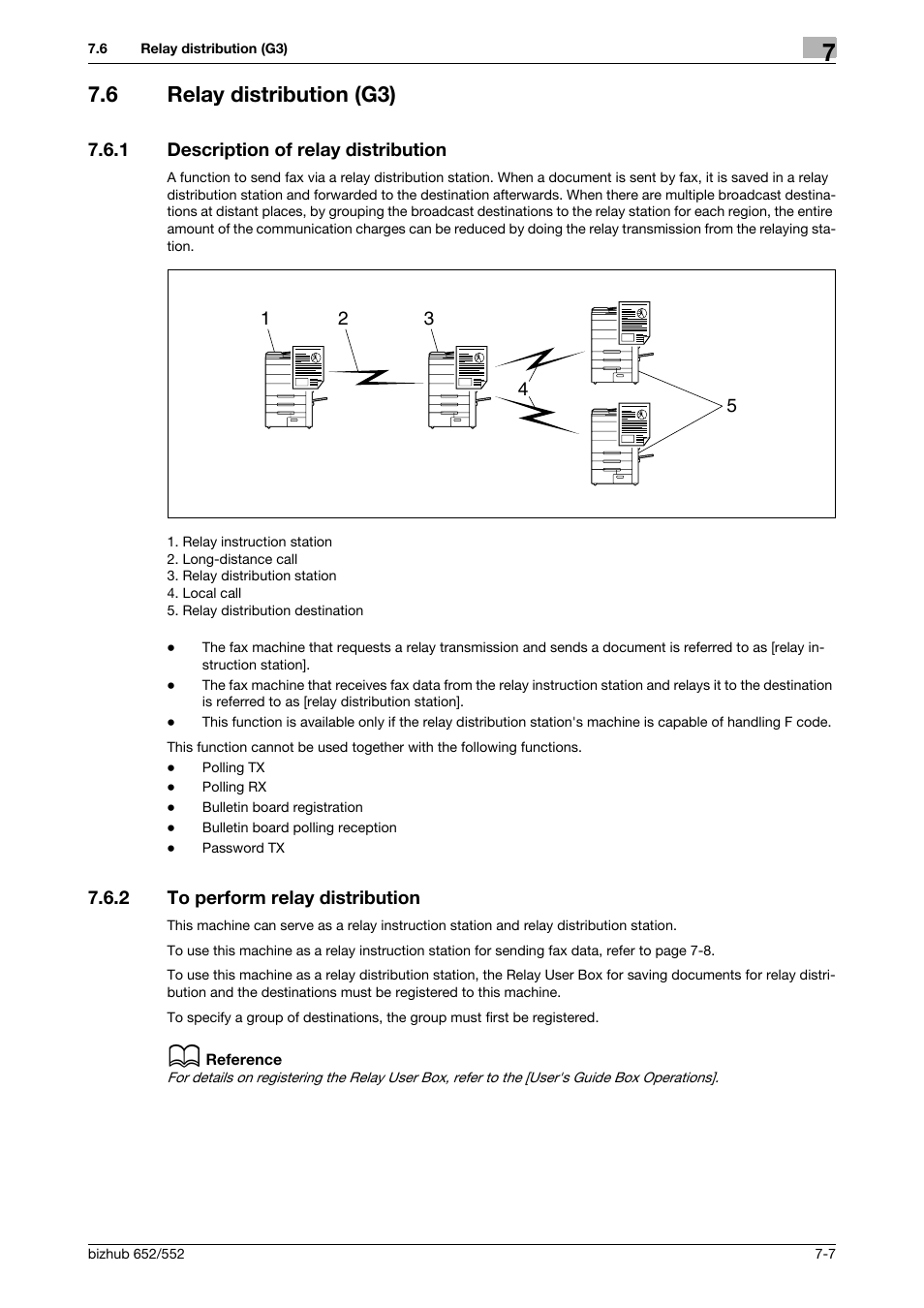 6 relay distribution (g3), 1 description of relay distribution, 2 to perform relay distribution | Relay distribution (g3) -7, Description of relay distribution -7, To perform relay distribution -7 | Konica Minolta bizhub 552 User Manual | Page 144 / 310