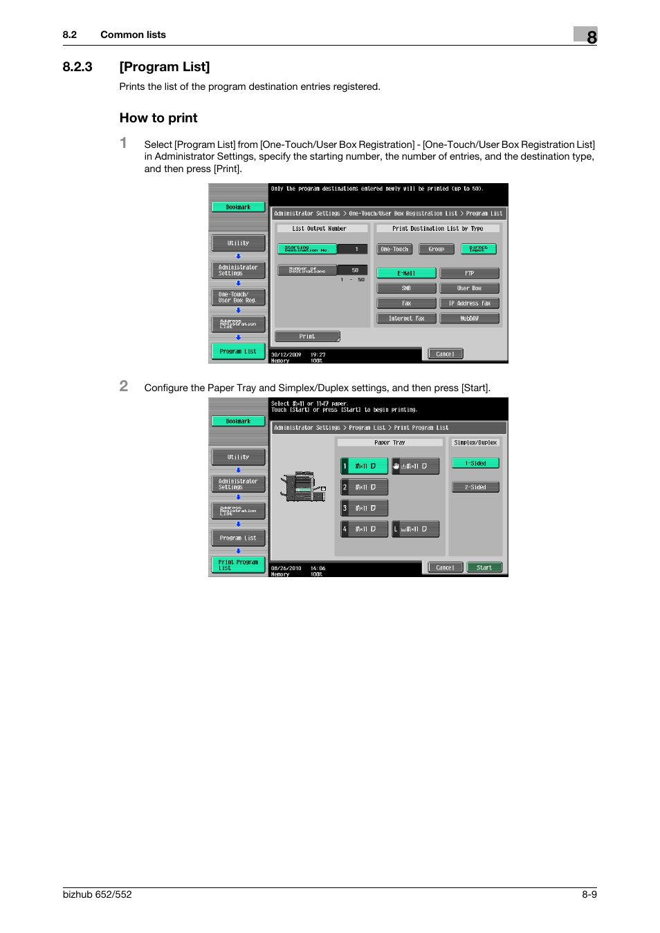 3 [program list, How to print, Program list] -9 how to print -9 | Konica Minolta bizhub 552 User Manual | Page 157 / 310